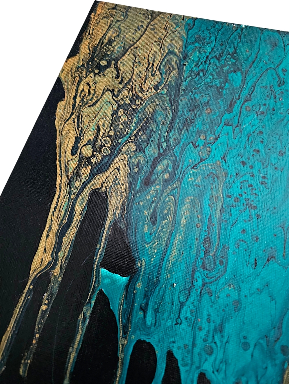 Abstract Drip Painting on Flat Canvas Panel - 9x12" - Picture 3 of 7